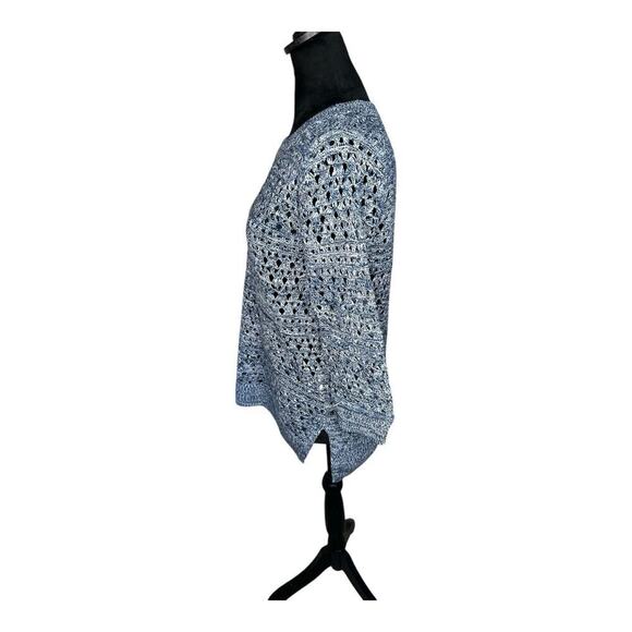 Croft & Barrow Fishnet Pullover Sweater – Navy and White (Size Small) - Picture 6 of 7